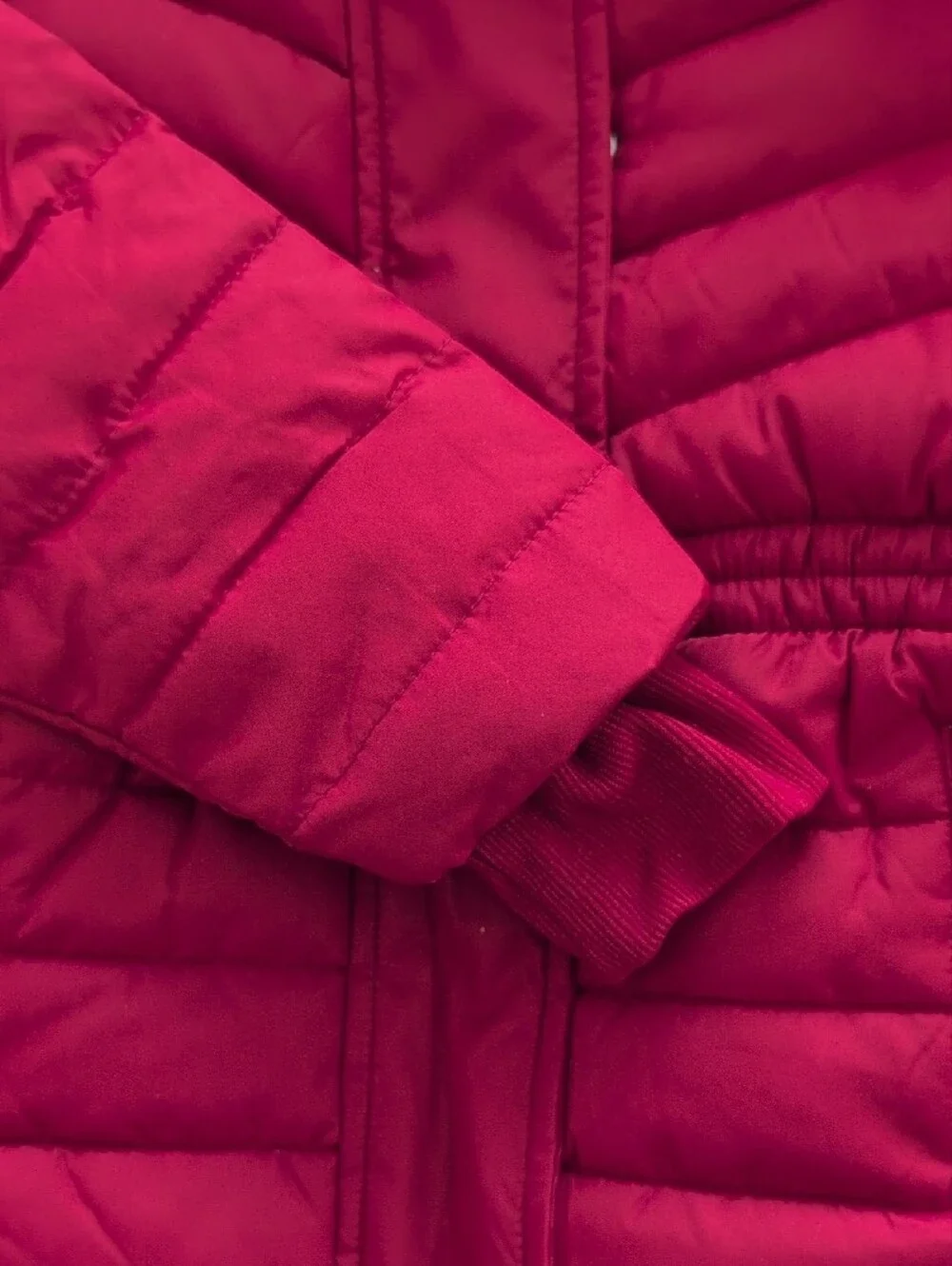 Gymboree Hooded Puffer Jacket with Faux Fur Trim - Burgundy